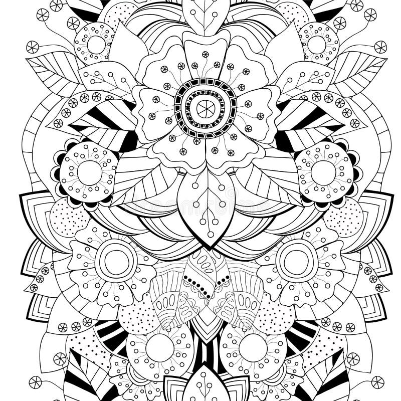 Akcyjny bezszwowy kwiecisty czarny i biały doodle wzór bora ilustracji Akcyjny bezszwowy kwiecisty czarny i biały doodle wzór bora ilustracji