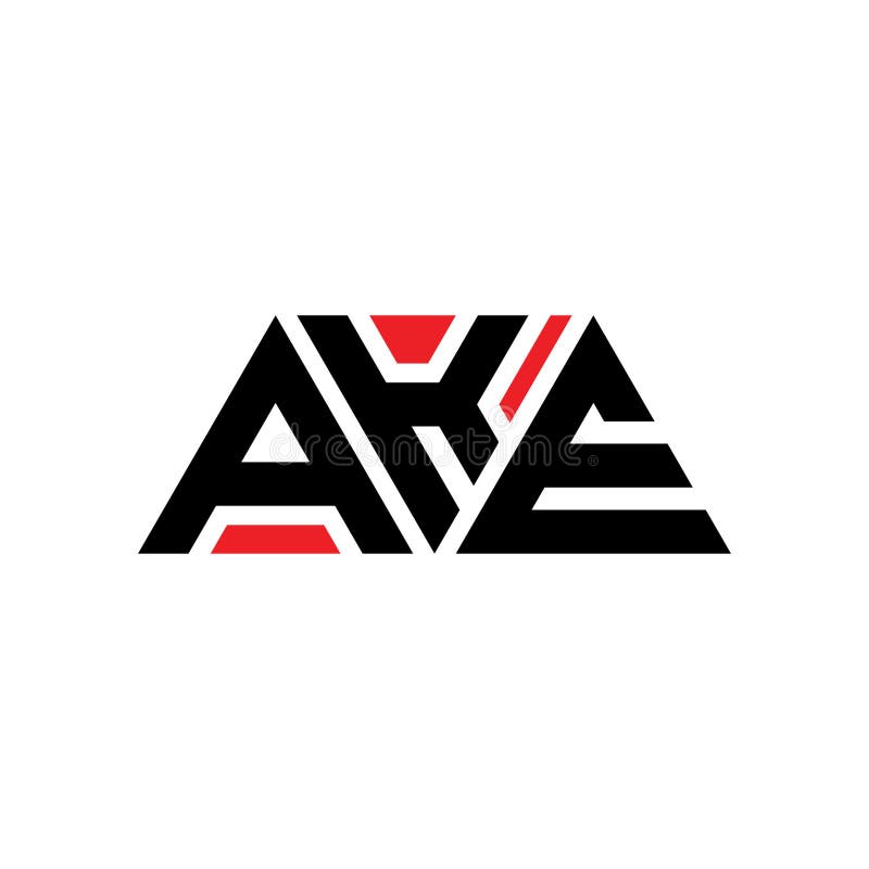 AKE triangle letter logo design with triangle shape. AKE triangle logo design monogram. AKE triangle vector logo template with red royalty free illustration