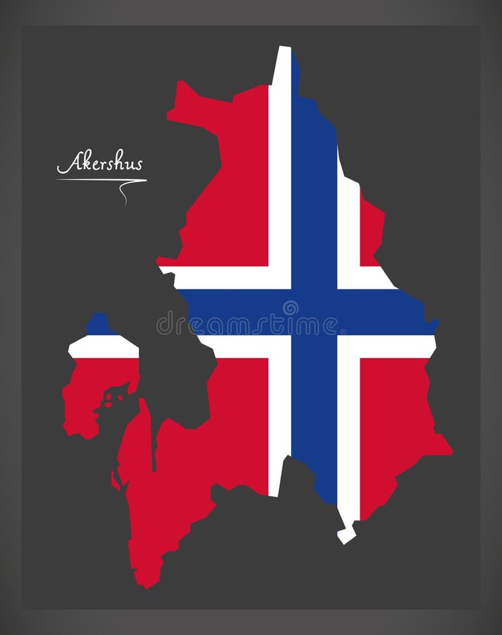 Akershus-Karte Von Norwegen Mit Norwegischer Staatsflaggeillustration