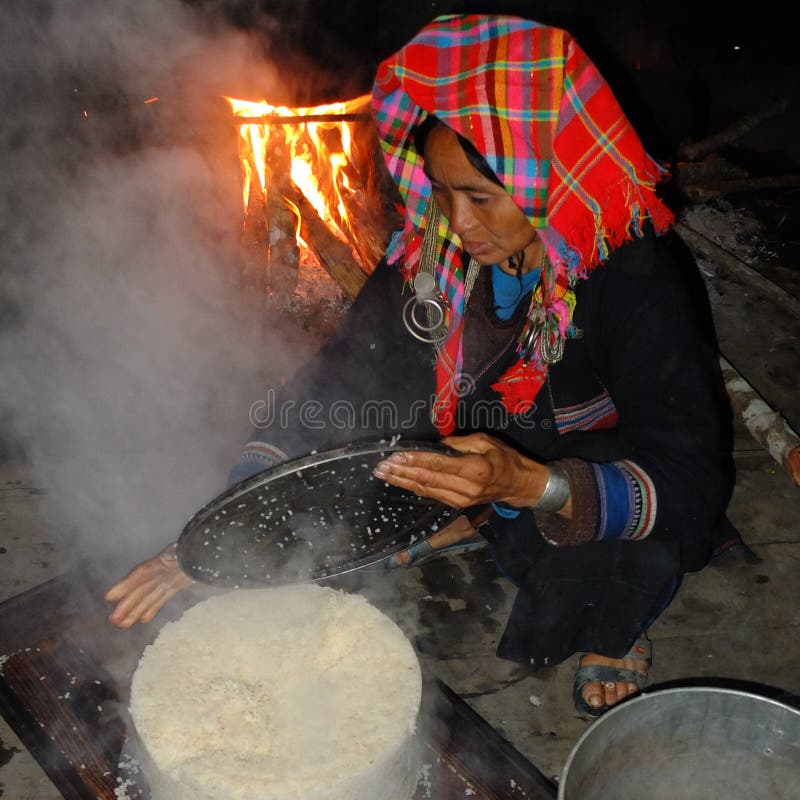 Akha woman cooking rice. stock image Akha woman cooking rice. stock image