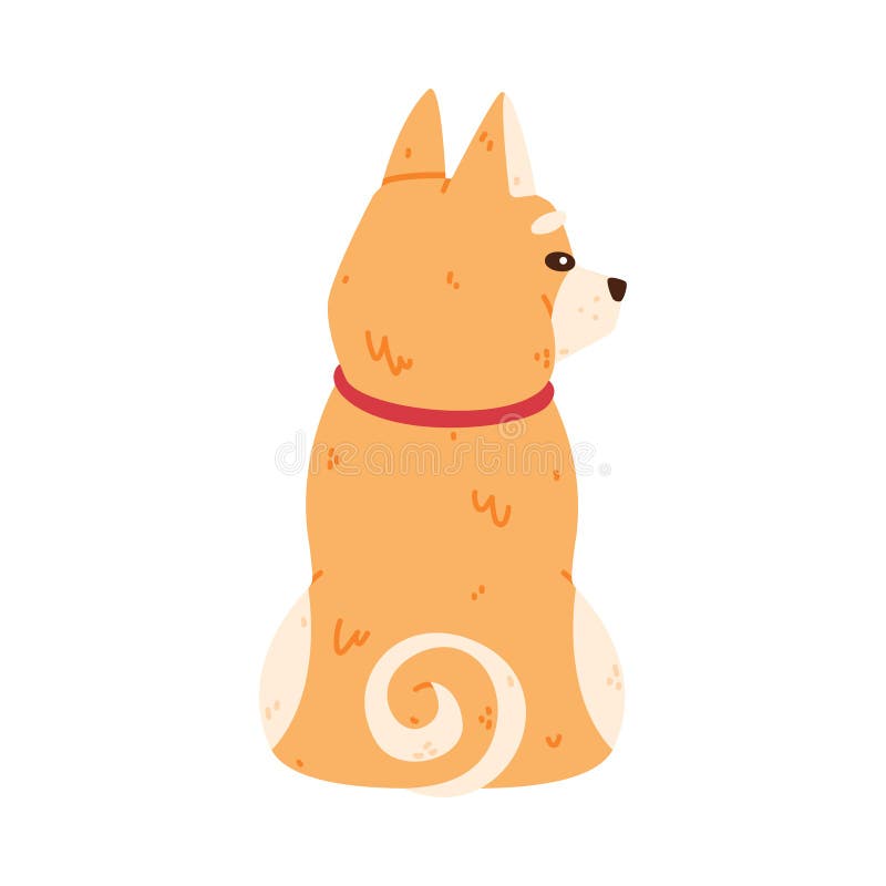 Akita inu perro y animal doméstico o mascota sentada retrospectiva ilustración vectorial ilustración del vector