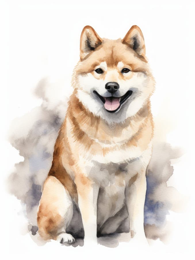 Akita inu sentado con expresión noble ai generado ai stock de ilustración