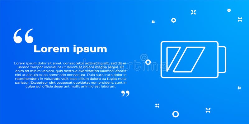 Akkubetrieb mit weißer Linie für das Kamerasymbol isoliert auf blauem Hintergrund. Blitzsymbol. Vektor lizenzfreie abbildung