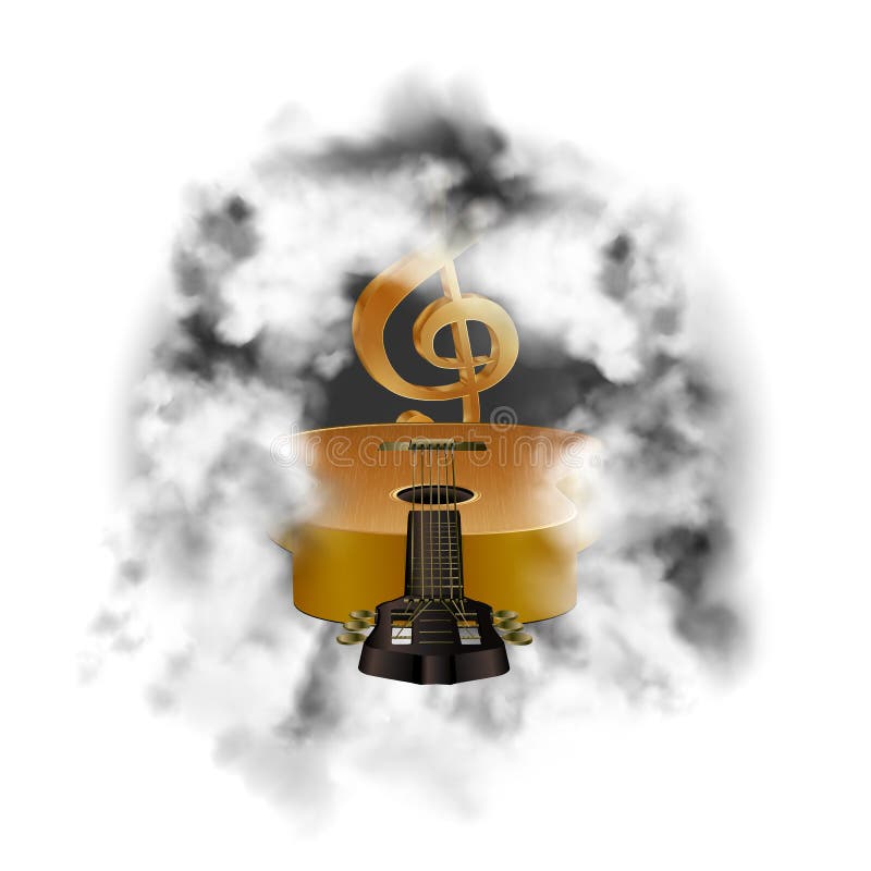 Akoestische gitaar in een rookwolk vector illustratie Akoestische gitaar in een rookwolk vector illustratie
