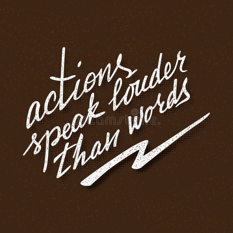 Aktionen sprechen lauteres als das Wortbeschriften Handgeschriebenes Sprichwort für Motivplakatdesign vektor abbildung Aktionen sprechen lauteres als das Wortbeschriften Handgeschriebenes Sprichwort für Motivplakatdesign vektor abbildung
