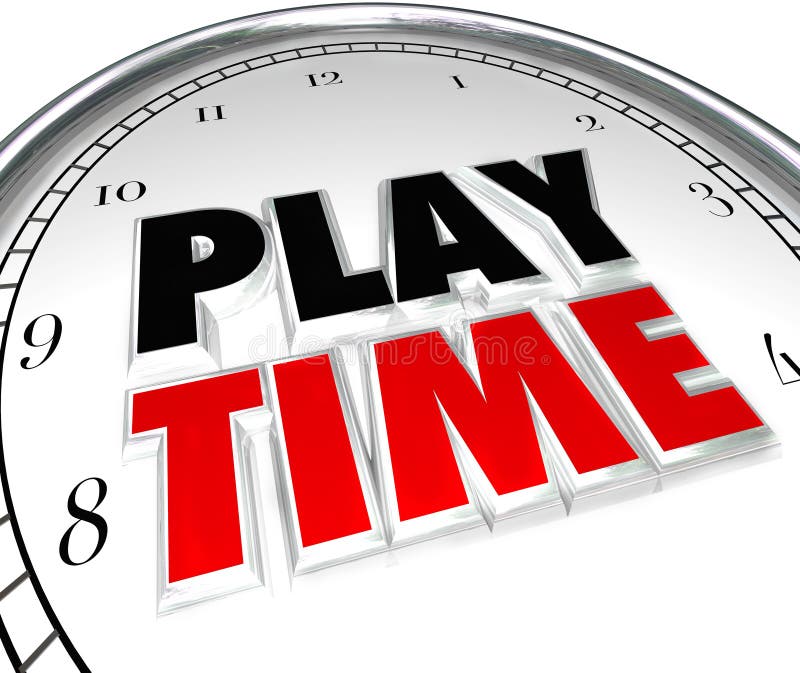 Play Time words on a clock to illustrate fun activity period or recess when kids or adults can play or enjoy in sports. Play Time words on a clock to illustrate fun activity period or recess when kids or adults can play or enjoy in sports