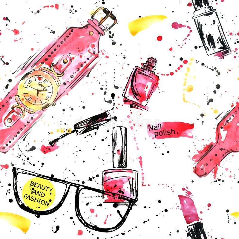Akwarela bezszwowy wzór z gwoździa połyskiem, pomadka ilustracji Akwarela bezszwowy wzór z gwoździa połyskiem, pomadka ilustracji