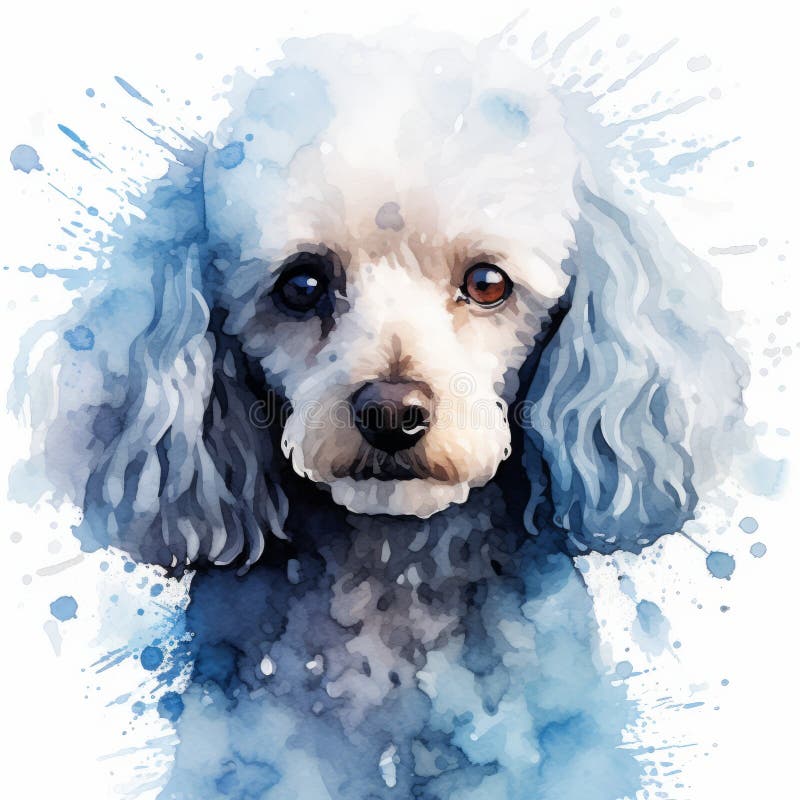 Akwarela portret pudla : realistyczna i stylizowana sztuka ilustracji