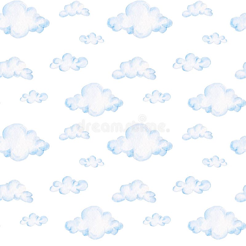 Akwareli dziecka prysznic wzór niebieskie chmury Dla projekta, druku lub tła