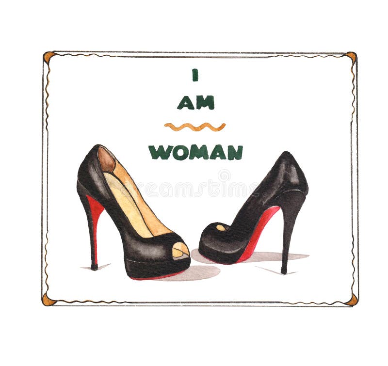 Akwareli fasion ilustracja z buta louboutin ilustracji Akwareli fasion ilustracja z buta louboutin ilustracji