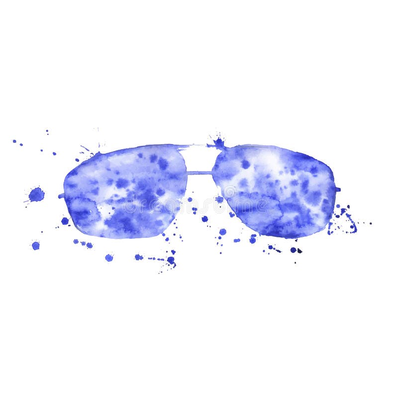 Watercolor illustration of sunglasses on a white background. Vector. Watercolor illustration of sunglasses on a white background. Vector