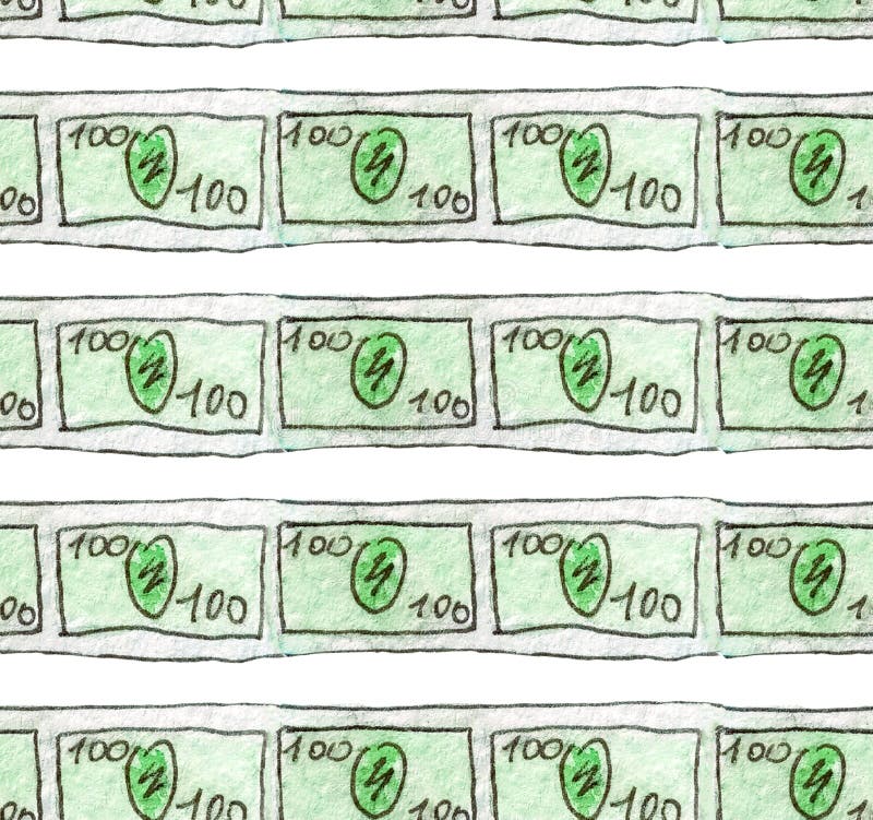 Akwareli nakreślenie banknot 100 dolarów jest nikłymi liniami Bezszwowy wzór dla ilustrować finanse, biznes ilustracja wektor Akwareli nakreślenie banknot 100 dolarów jest nikłymi liniami Bezszwowy wzór dla ilustrować finanse, biznes ilustracja wektor