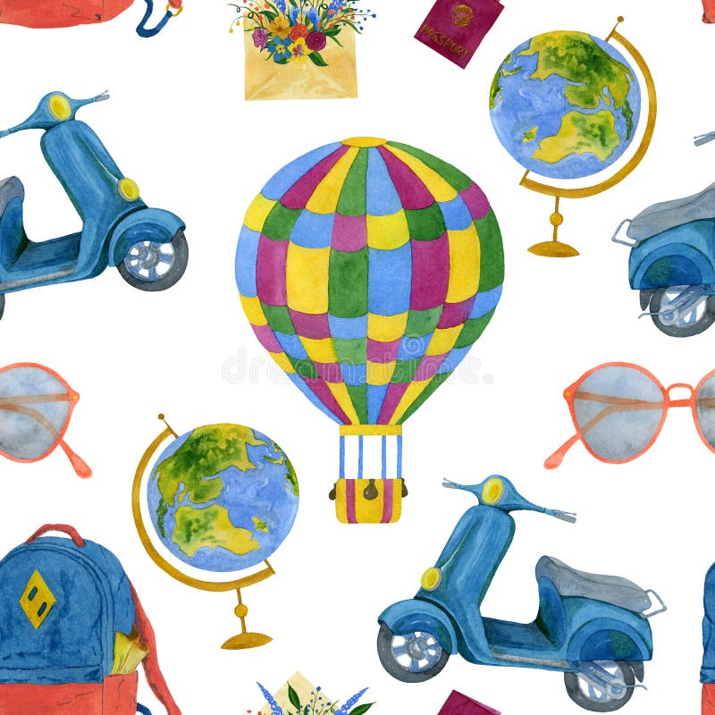 Akwareli podr??y bezszwowa ilustracja jaskrawy kolory kwitn? jaskrawy ilustracyjn? akwarel? royalty ilustracja Akwareli podr??y bezszwowa ilustracja jaskrawy kolory kwitn? jaskrawy ilustracyjn? akwarel? royalty ilustracja
