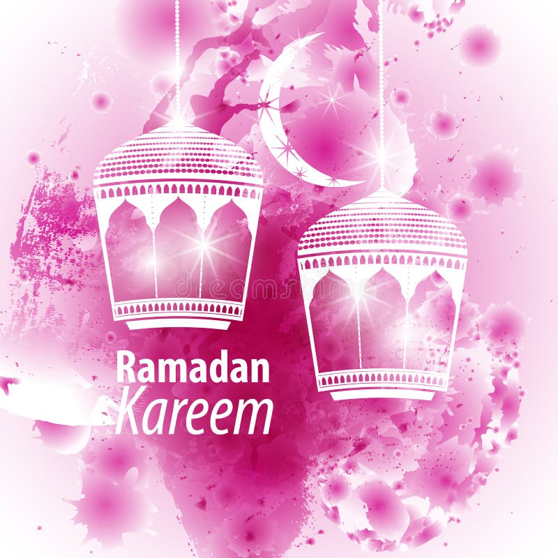 Akwareli purpurowej kropli Ramadan ilustracyjny kareem ilustracja wektor Akwareli purpurowej kropli Ramadan ilustracyjny kareem ilustracja wektor
