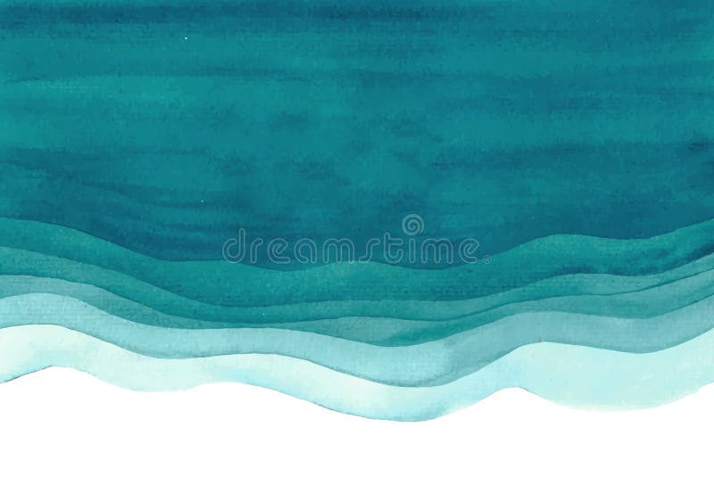 Akwareli watercolour oceanu błękitnej zieleni abstrakta denny tło