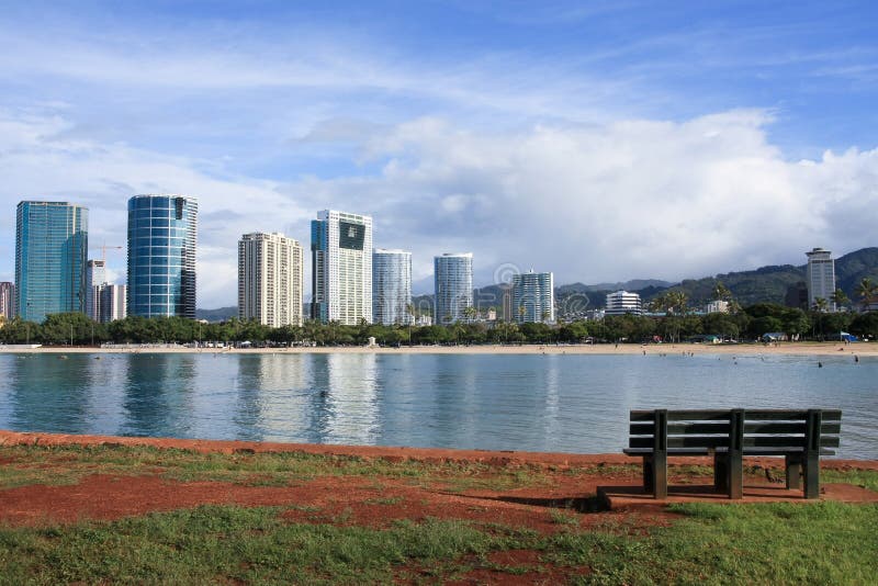 Ala Moana beach and park, Oahu, Hawaii.