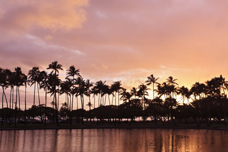 Ala moana sunset in hawaii