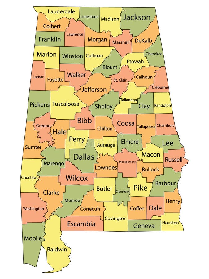 Alabama County Map stock vector. Illustration of alaska - 173162511