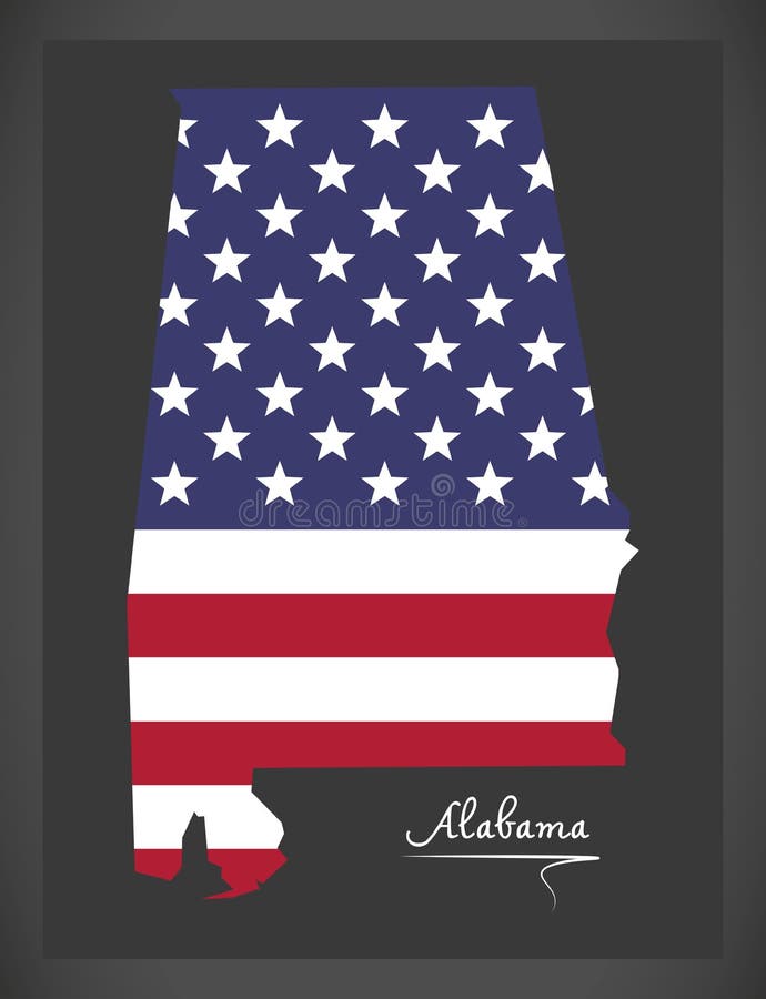 Alabama mapa z Amerykańską flaga państowowa ilustracją royalty ilustracja Alabama mapa z Amerykańską flaga państowowa ilustracją royalty ilustracja