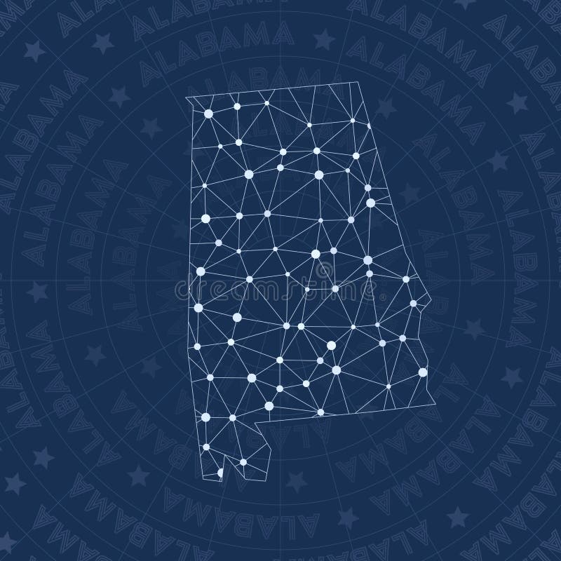 Alabama network, constellation style us state map.