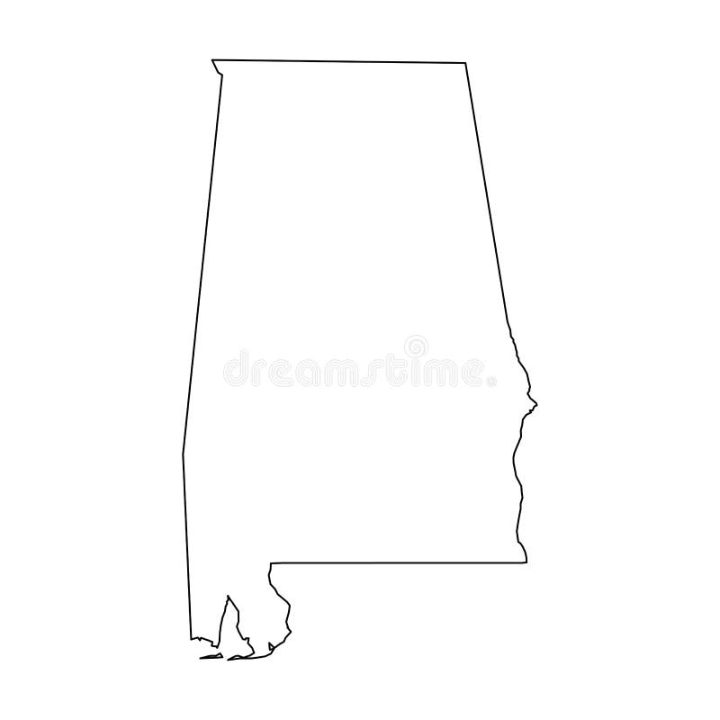 Alabama, state of USA - solid black outline map of country area. Simple flat vector illustration. Alabama, state of USA - solid black outline map of country area. Simple flat vector illustration.