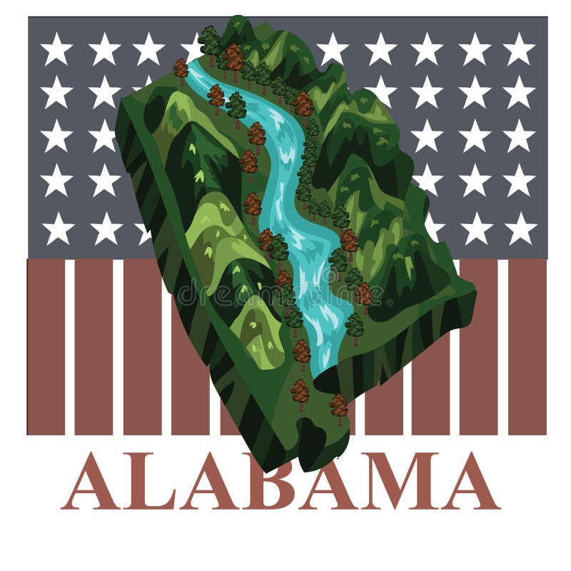 Alabama State Map Vector Illustration Decorative Design Stock