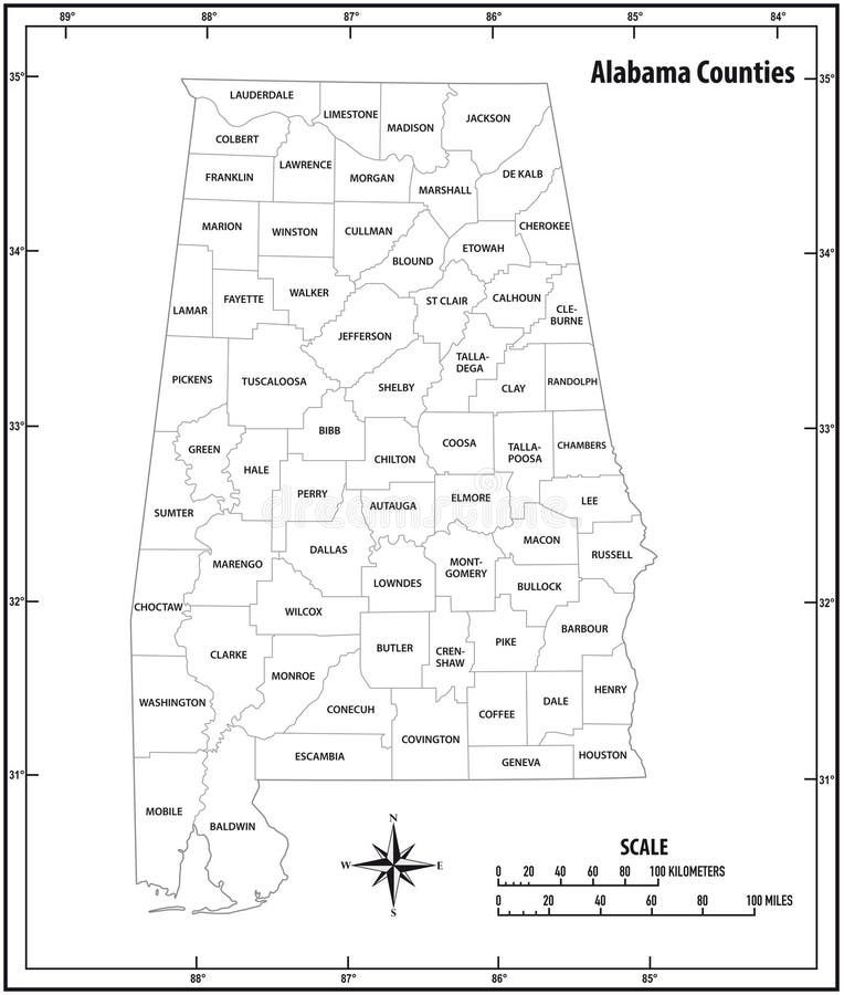 Alabama County Map Stock Vector Illustration Of Vector 35300731