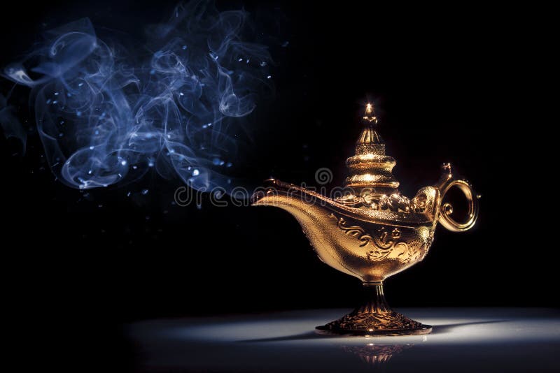 Aladdin czarny krasnoludków lampowy magii s dym