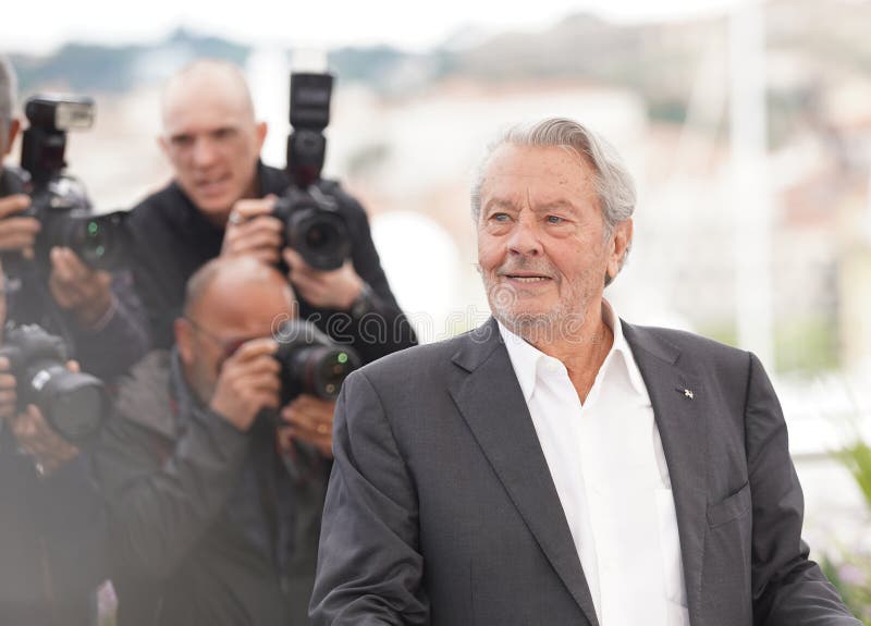 CANNES, FRANCE - MAY 19, 2019: Alain Delon attends the photocall for Palme D`Or D`Honneur during the 72nd annual Cannes Film Festival