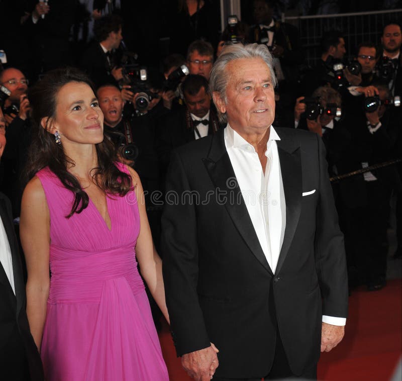 CANNES, FRANCE - MAY 25, 2013: Alain Delon & Aurelie Filippetti at gala premiere at the 66th Festival de Cannes for Only Lovers Left Alive.