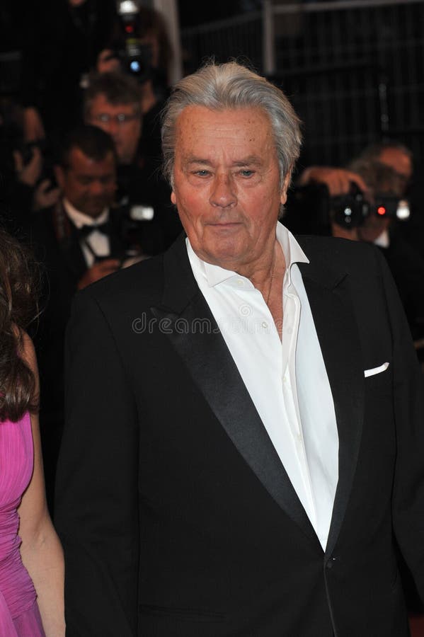 CANNES, FRANCE - May 25, 2013: Alain Delon & Aurelie Filippetti at gala premiere at the 66th Festival de Cannes for \"Only Lovers Left Alive\"..Picture: Paul Smith / Featureflash