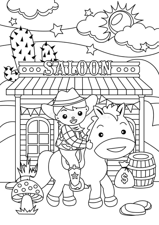 Cowboy Coloring Page Stock Illustrations – 125 Cowboy Coloring Page ...