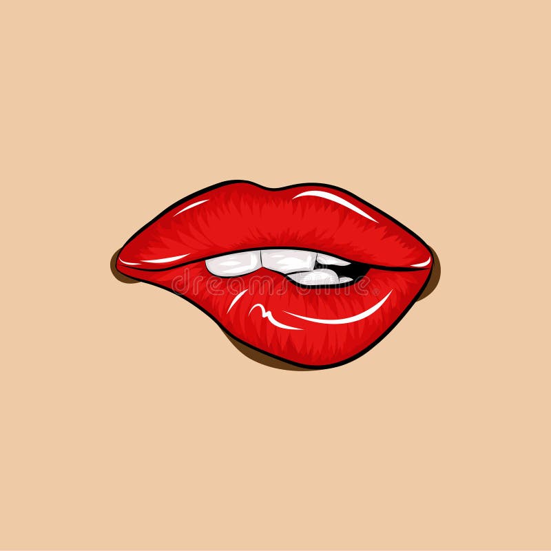 Red Lips Bite Lip Stock Illustrations – 567 Red Lips Bite Lip Stock  Illustrations, Vectors & Clipart - Dreamstime