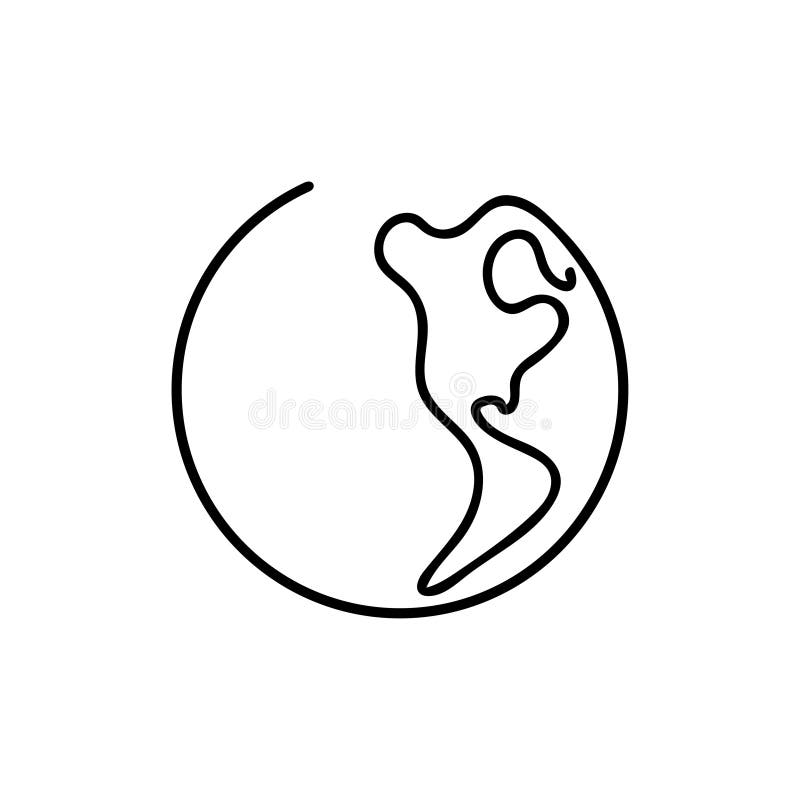 Earth Line Art One Line Style World. Simple Modern
