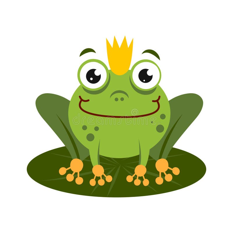 Green king frog sitting on lotus leaf. royalty free illustration