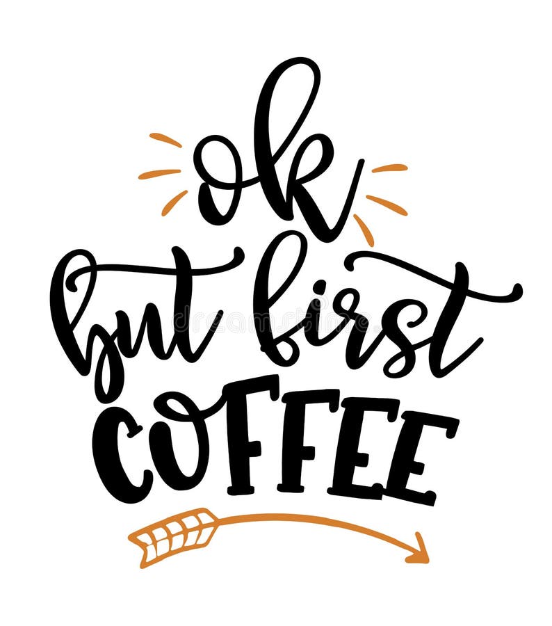 Ok, but first Coffee - lovely Concept with take away coffee cups and hearts. royalty free illustration