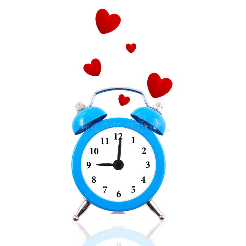 Alarm clock with floating red hearts