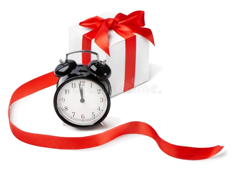 Alarm clock with gift stock image. Image of alarm, decoration 21519433