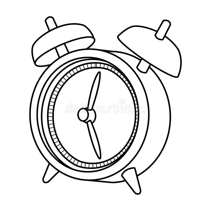 Alarm Clock Icon Black and White Stock Vector Illustration of style