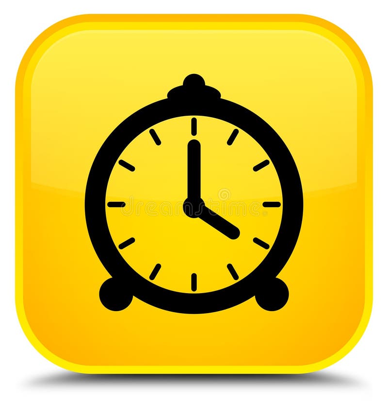 Alarm Clock Icon Special Yellow Square Button Stock Illustration