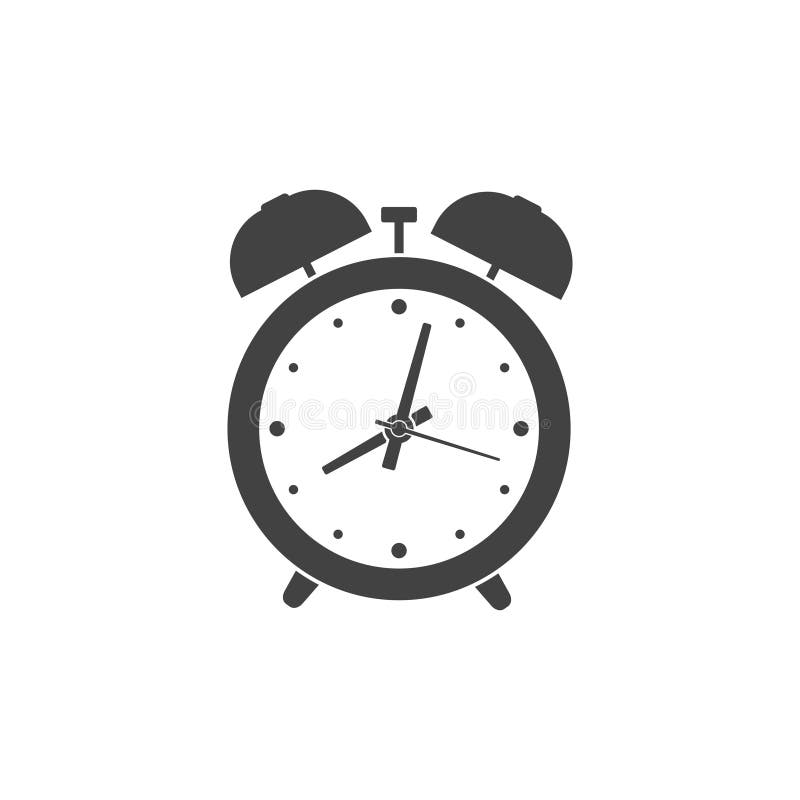 Alarm Clock Icons Standing and Ringing Wakeup Time Isolated on White Background. Retro Style