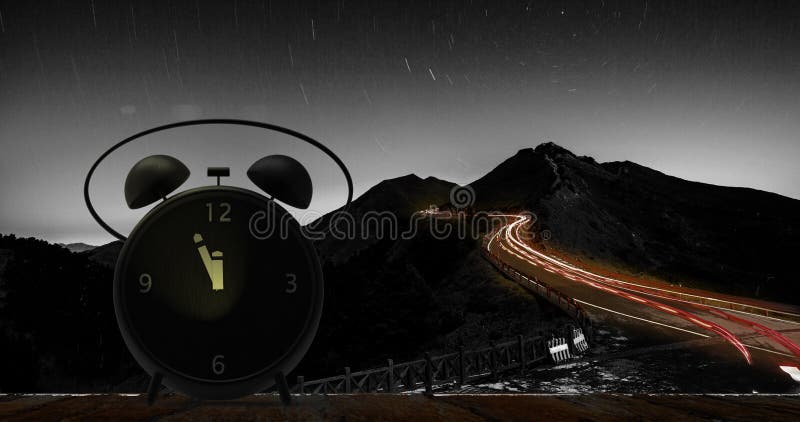 Alarm clock with little minutes to twelve o`clock royalty free stock images