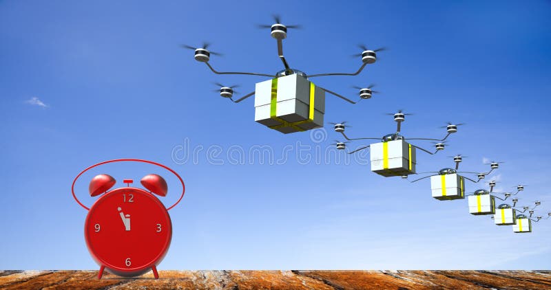 Alarm clock with little minutes to twelve o`clock stock image