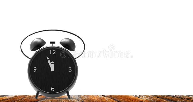Alarm clock with little minutes to twelve o`clock royalty free stock image