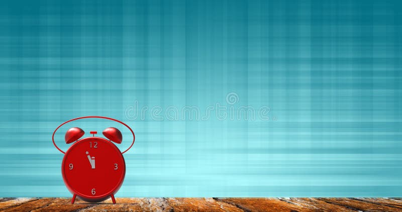 Alarm clock with little minutes to twelve o`clock vector illustration