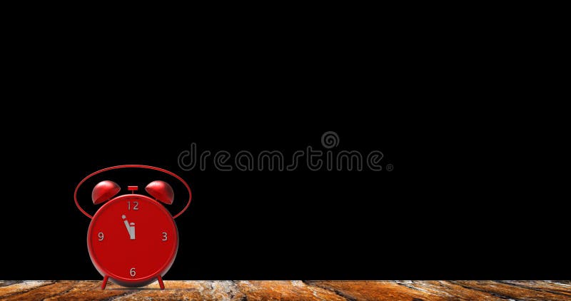 Alarm clock with little minutes to twelve o`clock stock photography
