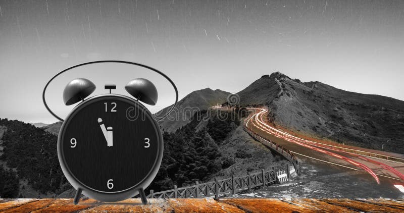 Alarm clock with little minutes to twelve o`clock royalty free stock image