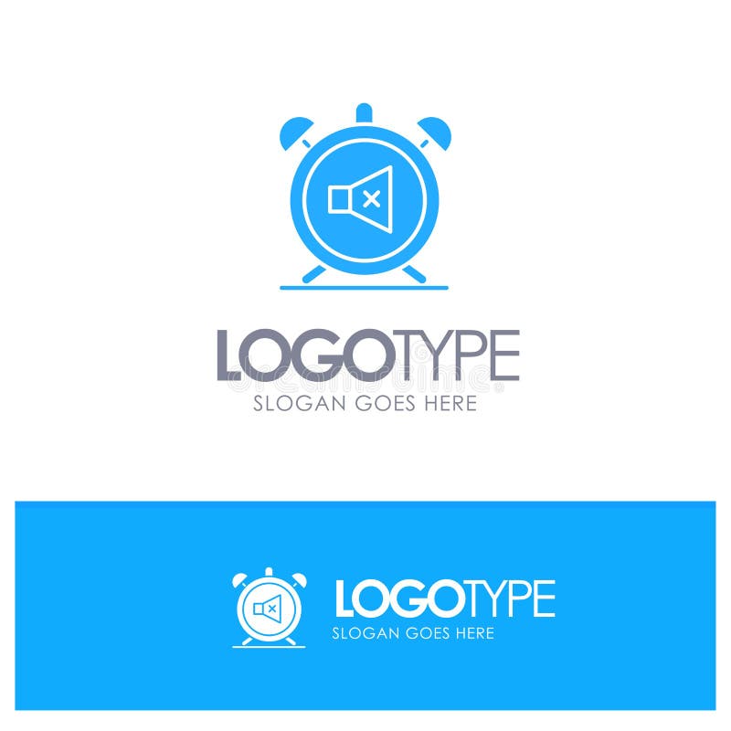 Alarm, Clock, Mute, Off, Sound Blue Solid Logo with Place for Tagline Stock Vector