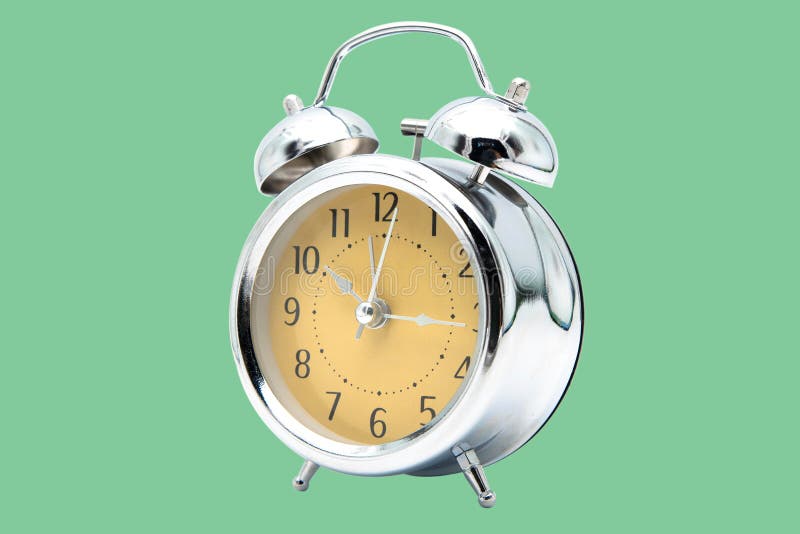 Alarm Clock Retro and Vintage Classic Design Isolated White Stock Photo