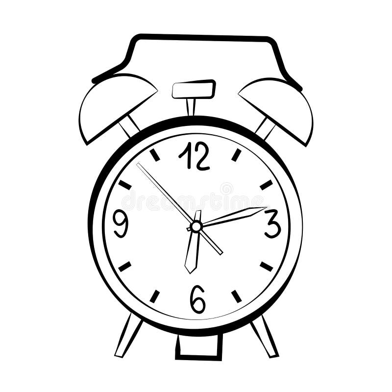 Alarm clock sketch stock vector. Illustration of retro - 25053222